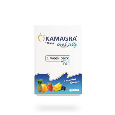 Packung von vorderansicht Kamagra Oral Jell 100mg